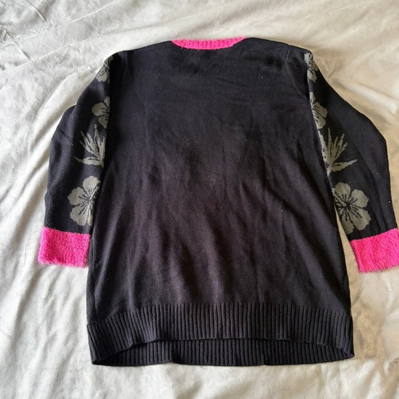 33 Degrees Flamingo Christmas Sweater Womens 2X Black Pink Tropical Ugly Holiday - Picture 2 of 3